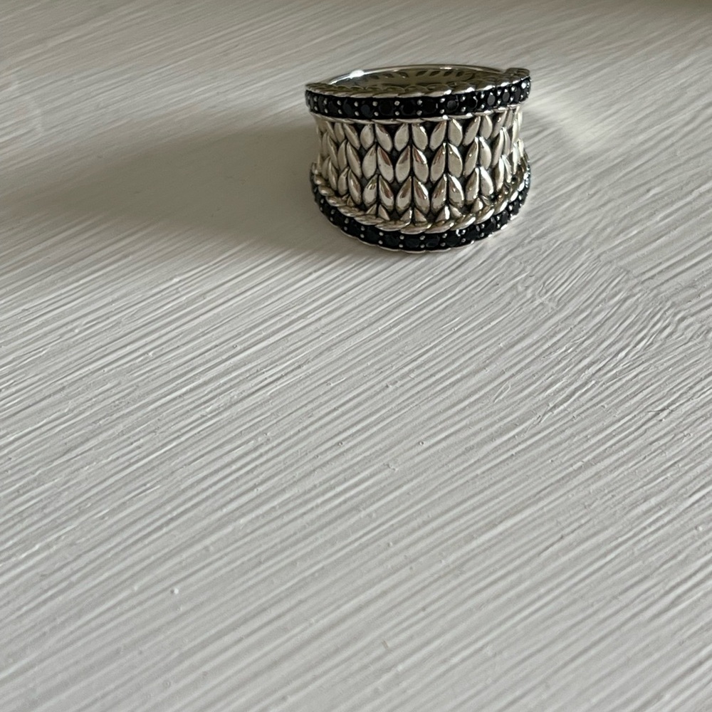 JAI Sterling Silver and Black Stone Ring